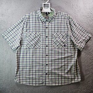 Alaskan‎ Hardgear Shirt Men 3XL Vented Short Sleeve Button Up Green Blue Plaid